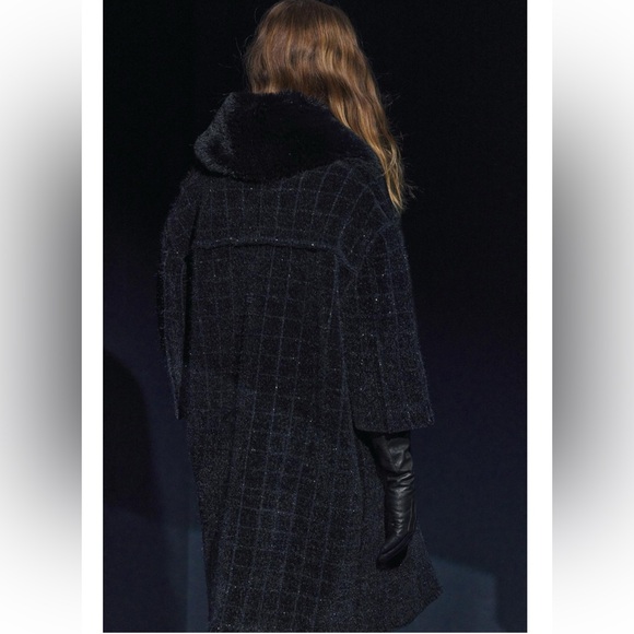 ZARA KNIT COAT WITH FAUX FUR COLLAR - Picture 6 of 10